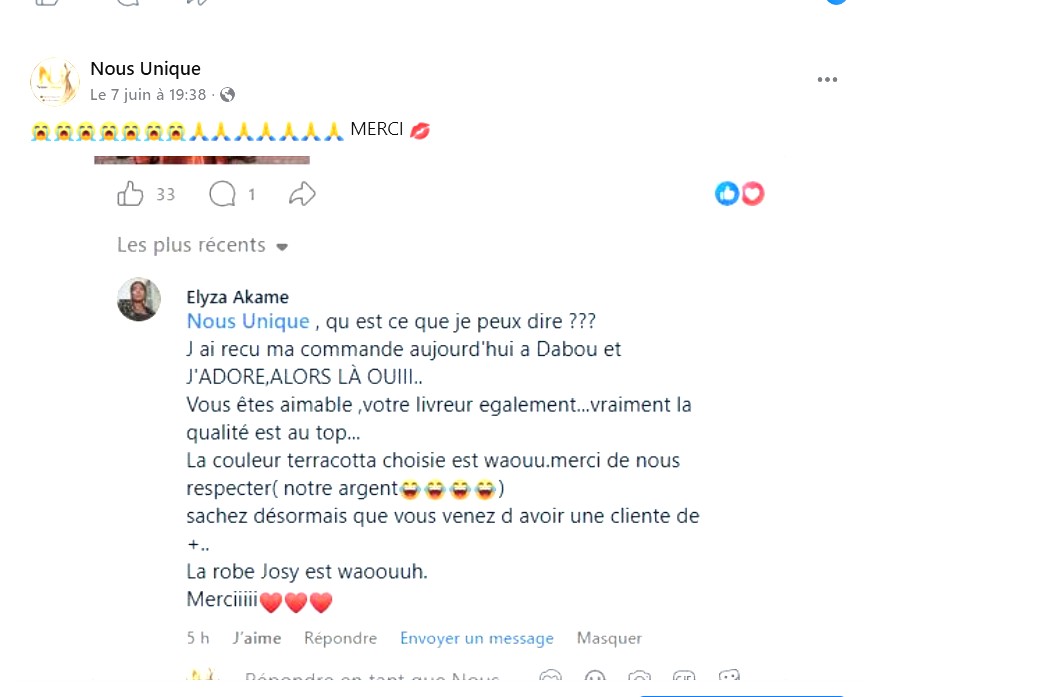 Témoignage cliente Nous Unique