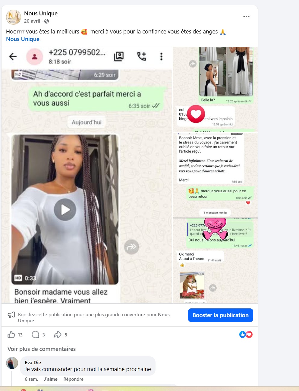 Témoignage cliente Nous Unique
