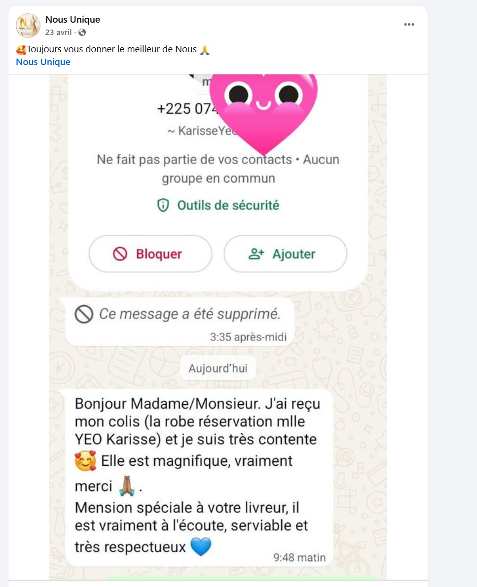 Témoignage cliente Nous Unique